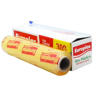 Kundenspezifische weiche PET-PVC-Küche haften Verpackungs-Nahrungsmittelgrad-Plastikfrische haltene Frischhaltefolie mit Schneider an