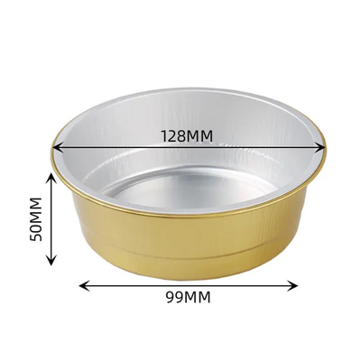 450 ml bunte Lebensmittelbehälter aus Aluminiumfolie, glatte Wand, Einweg-Pudding-Backförmchen mit Deckel